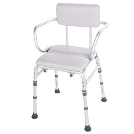 Graham-Field 7945KD-1 Lumex Deluxe Padded Shower Chair with Backrest and Arms, Waterproof Padded Cushions for Comfort & Warmth, White, 300 lbs. Weight Capacity