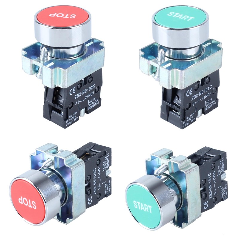 DMWD 2PCS 22MM Momentary Push Button Switch Start Stop Switch