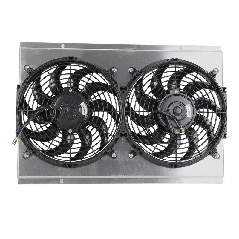 Wangtney Full Aluminum Shroud+2X12'' Slim Fan+Thermostat Relay Kit Compatible with