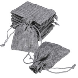 uxcell 20 Pcs Burlap Bags with Drawstring, 2.8 x 3.5 Inch Favor Sacks Bag Jewelry Pouches for Christmas Thanksgiving Birthday Wedding Party Gifts Bags, Silver Gray