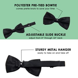 Mantieqingway Bow Ties for Men Solid Color Pre-tied Bow Tie Pocket Square Set Formal Tuxedo Bowtie for Wedding Party (01 black)