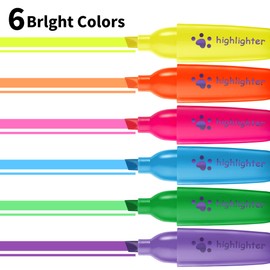ACCloud Highlighter Pen, 6 Pastel Colors Chisel Tip, Aesthetic Highlighter Marker Pen, Water Based, Quick Dry, No Bleed, for Bible Study Notes School Office (6 Colors-A)