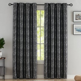 TERLYTEX Black and Silver Curtains 63 Inch Length - Chic Metallic Sparkle Blackout Curtains for Bedroom, Thermal Insulated Grommet Silver Blackout Curtains, 52 x 63 Inch, 2 Panels, Black and Silver