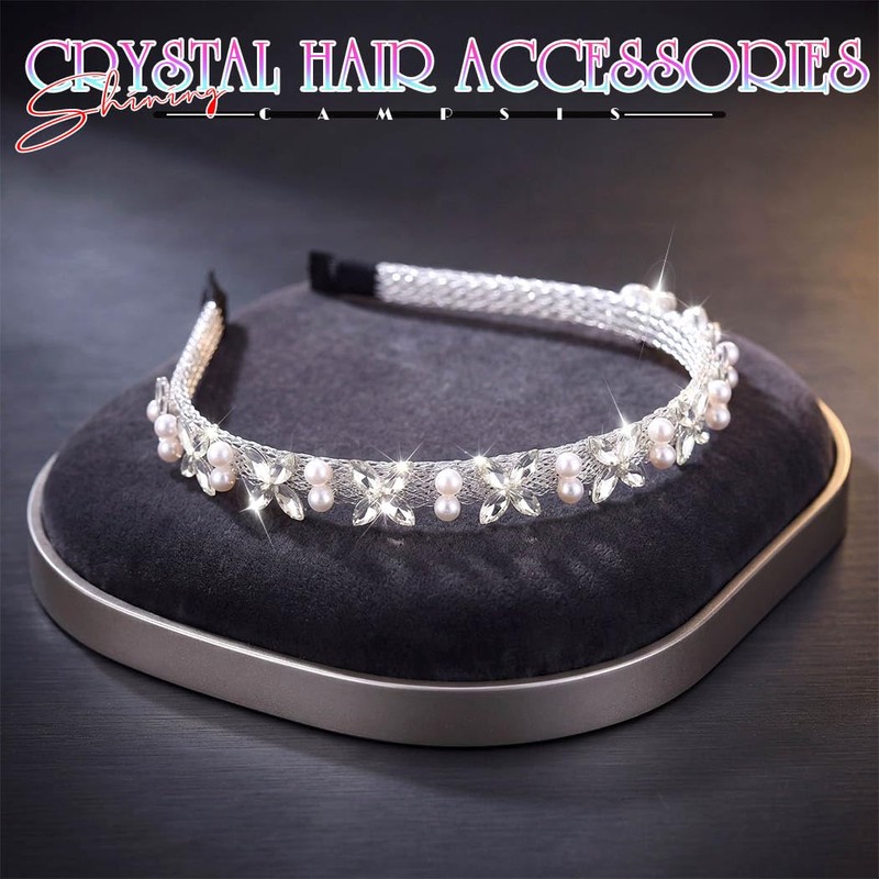 Campsis Rhinestone Headband Silver Pearl Hair Accessories Crystal Bride Hair