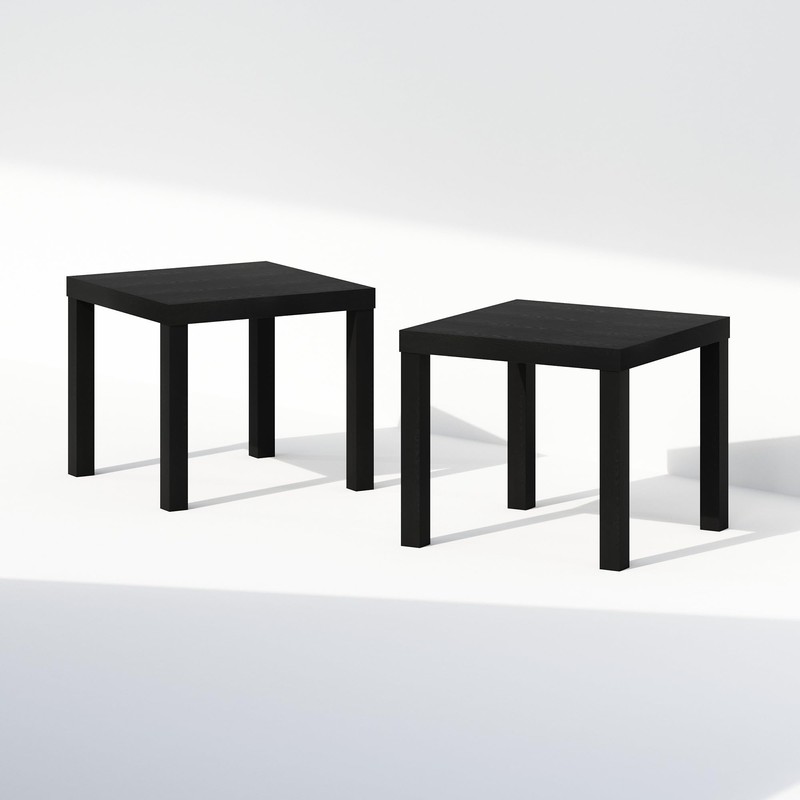 Furinno Simple Square Coffee Table, Side Table, Set of 2,