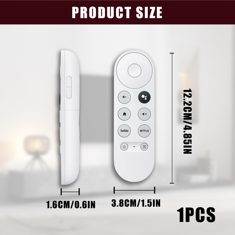 1PCS Replacement Voice Remote Control for Google Chromecast 4K Snow
