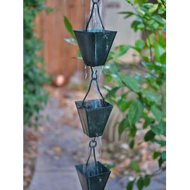 Nutshell Stores Tapered Square Cups Rain Chain - Patina - 10 Feet