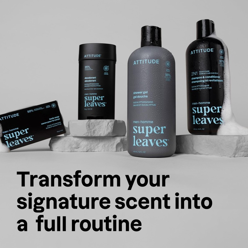 ATTITUDE Shower Gel Body Wash for Men, 98% Natural Origin