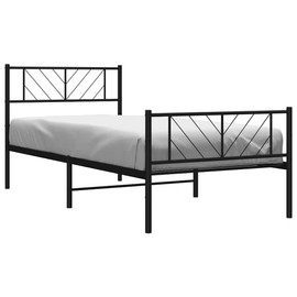 vidaXL Twin Metal Bed Frame with Headboard and Footboard, Under Bed Storage Space, Sturdy Steel Construction and Easy Assembly, Minimalist Style, Black, 12'' High, Without Mattress