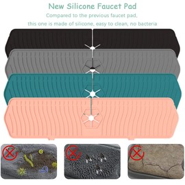 2 Pack Kitchen Faucet Sink Splash Guard, 24" x 5.6'' Upgrade Silicone Faucet Water Catcher Mat, Sink Draining Pad Behind Faucet, Rubber Drying Mat for Countertop, Bathroom, Farmhouse, RV (Black)