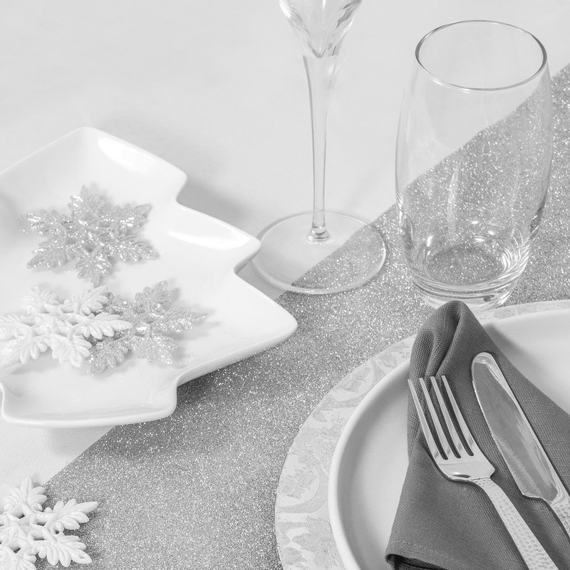 YöL Silver Glittery Table Runner Christmas Xmas Dinner Lunch Birthday