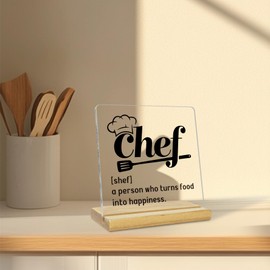 Chef Acrylic Plaque Gifts for Women Men, Chef Definition Gifts for Cooking Lovers Mom Grandma Cooker Christmas Birthday, Farmhouse Kitchen Counter Cabinet Decor Dining Room Table Decor