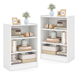 Giantex 3-Cube Bookcase of 2 White, 3-Tier Modern White Open Bookshelf with Adjustable Shelves, Anti-Tipping Device, Small Wood Cube Storage Organizer for Living Room, Bedroom