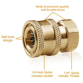 Acopladores de lavado a presión de latón – Conexión rápida de 1/4 pulgadas a enchufe NPT hembra, 5.000 PSI, 2 unidades
