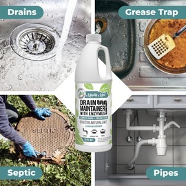 Mighty Mint Drain Maintainer with Enzymes – Drain Cleaner Controls Bad Smells and Prevents Buildup for Drains, Grease Traps, Septic, 32oz