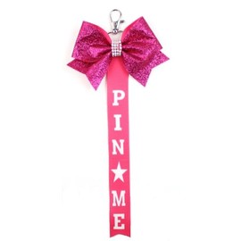 Pink Cheer Pins for Cheerleaders Cheerleading Stuff for Cheer Bag Backpack Pin Me Ribbon Keychain with Rhinestone for Toddler Girls Cheerleaders Gifts Cheer Bag Accessories for Girls