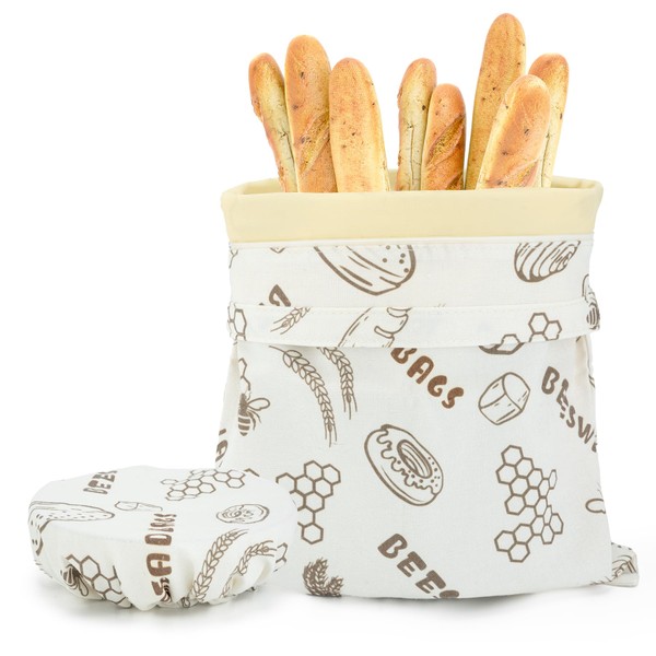 SMYV Beeswax Bread Bags for Homemade Bread, Reuseble Sourdough Bread