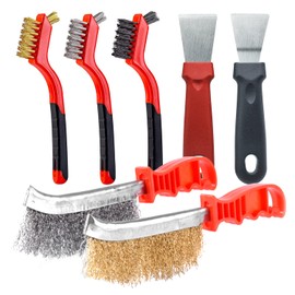 JINTANG Pack of 7 Hand Wire Brush, Brass Wire Brush and Stainless Steel Brush, Wire Brush, Steel Brush, Metal Brush for Workshop, Household and DIY Projects