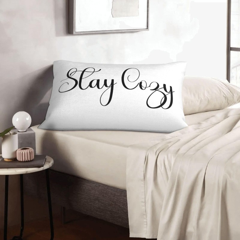 HOSTECCO Stay Cozy Pillow Covers 12x20 Inch, White Velvet Decorative
