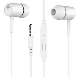 OWLMATIC Wired Earphones with Microphone and controls, 3.5mm AUX, USB Type-C, Compatibale with Lightning Jack, White (AUX 3.5MM)