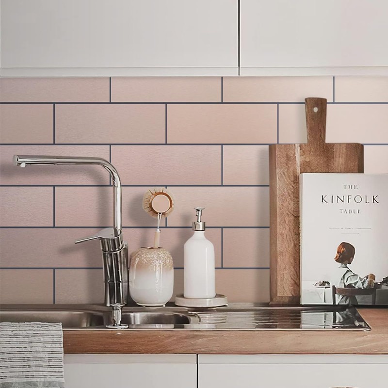 AULIGET 2-Piece Copper Peel and Stick Backsplash Metal Tile, 6"