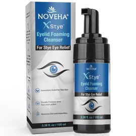 NOVEHA- Limpiador espumoso para párpados XStye: alivio rápido del orzuelo: fórmula con aceite de árbol de té: limpieza diaria de párpados y párpados