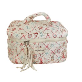 MERATIA Cotton Makeup Bag, Portable Travel Cosmetic Bag for Women Floral Toiletry Organizer Bag, Sheep-1, Casual