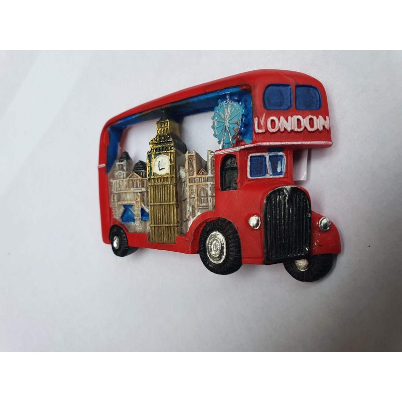 London Gift /Souvenir Fridge Magnet - Red Bus Collage