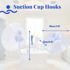 Kyuionty 30 Pack Suction Cup Hooks, 30mm Clear Plastic Suction Cups