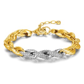 MORGAN & PAIGE Fine Silver Plated Bronze Bracelet for Women, 10mm Cubic Zirconia, 7.25" + 1.5" Extension, Jewelry Gift for Her