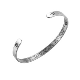 RWQIAN Inspirational Bracelets for Women - Stainless Steel cuff bangle bracelet friendship bracelets Inspirational graduation gifts(N)