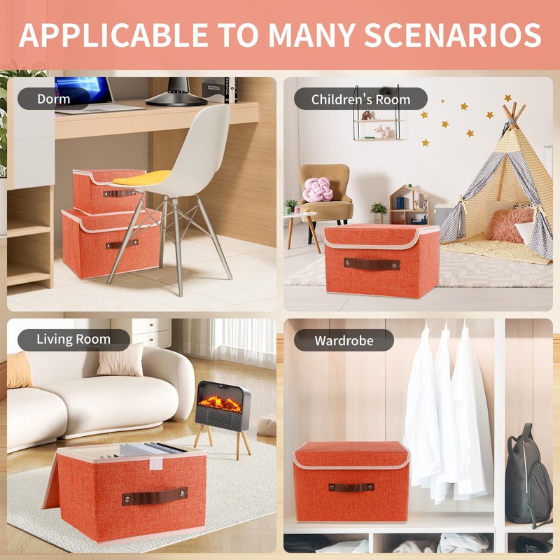 SnYuGr Large Storage Bin with Lid Storage Boxes,Collapsible Linen Storage