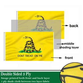 Dont Tread On Me Flags 3x5 Outdoor Double Sided-Y ellow Gadsden Snake Tea Party Flags- Heavy Duty 3 Ply Fade Resistant for Outside
