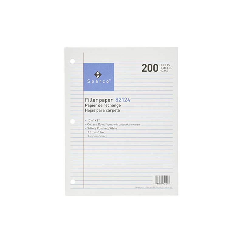 Sparco 82124-Papel de relleno para padres, reglas universitarias, 16 libras,