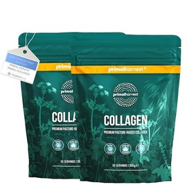 Primal Harvest Collagen Powder Hydrolysed Collagen Powder Type I & III - 300g - Tasteless - Collagen Peptides (30 Servings (Pack of 2)
