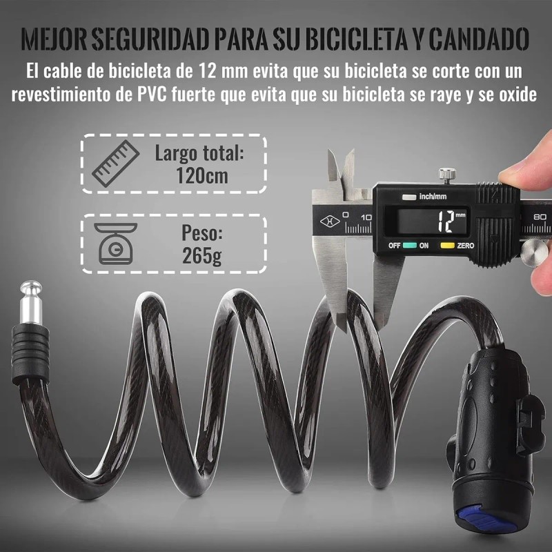 Candado Cable Cadena Seguridad Para Bici O Moto 1.1m Y