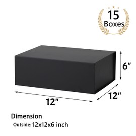 MUMUPACK 15 Pack Magnetic Gift Box With Lid 12x12x6,Black Gift Boxes Bulk,Luxury Bridesmaid Proposal Box,Small Magnetic Closure Box Boxes For Presents,Wedding,Business