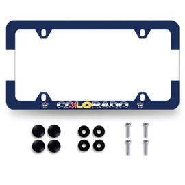 Colorado Bottom Flag License Plate Frame Colorful State Flag License Plate Stainless Steel Accessory Funny License Plate Personalise Decoration with Screw 12.3"x6.3"for All Standard Vehicle Size