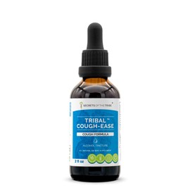 Secrets of the Tribe Tribal Cough ease Alcohol Extract, High-Potency Herbal Drops, Tincture made from Lobelia, Cinnamon, Peppermint, Ginger, Elderberry, Slippery Elm. Cough Formula 2 oz