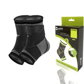 MAXFIT SPORTS 2 Tobilleras De Compresión, Protección Tobillos, Tobillera Deportiva Ortopédica, Tobilleras Gym, Para Basquetbol, Tobilleras Para Esguince, Tobillera Para Mujeres Y Hombres, Calcetas de Compresion Mod HH007 (Negro, Large)