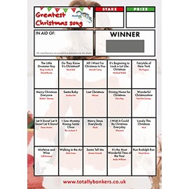 Totally Bonkers - Christmas Songs Fundraising Scratch Cards - 20 Square - A6 (148x105mm) -10 Pack - TB0066 - Blind Card