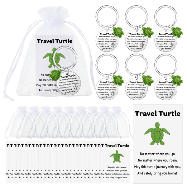 Sureio 20 Sets Travel Turtle Keychain Inspirational Turtle Wherever You