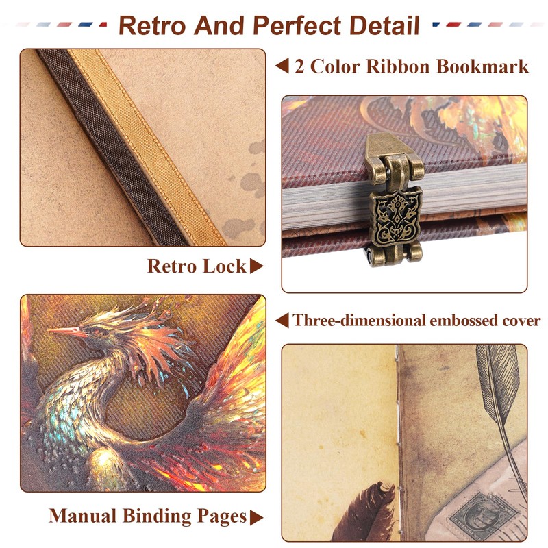 124 Pages 9.4 * 8.3 Inch Scrapbook Photo Album,Retro Style