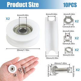 Greenhouse Sliding 30mm Door Roller Kit with Stainless Steel Screws Long-lasting Replacement Wheels for Garden Glass Doors Shower Enclosures Includes 2 Wheels 2 M6*22 Screws 4 Spacers