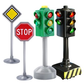 Traffic Signs for Kids - Small Traffic Light Signs with Lights and Sounds,Safety Traffic Indicator, Signal Light, Stop Light Model Birthday Playset Toy for Home School