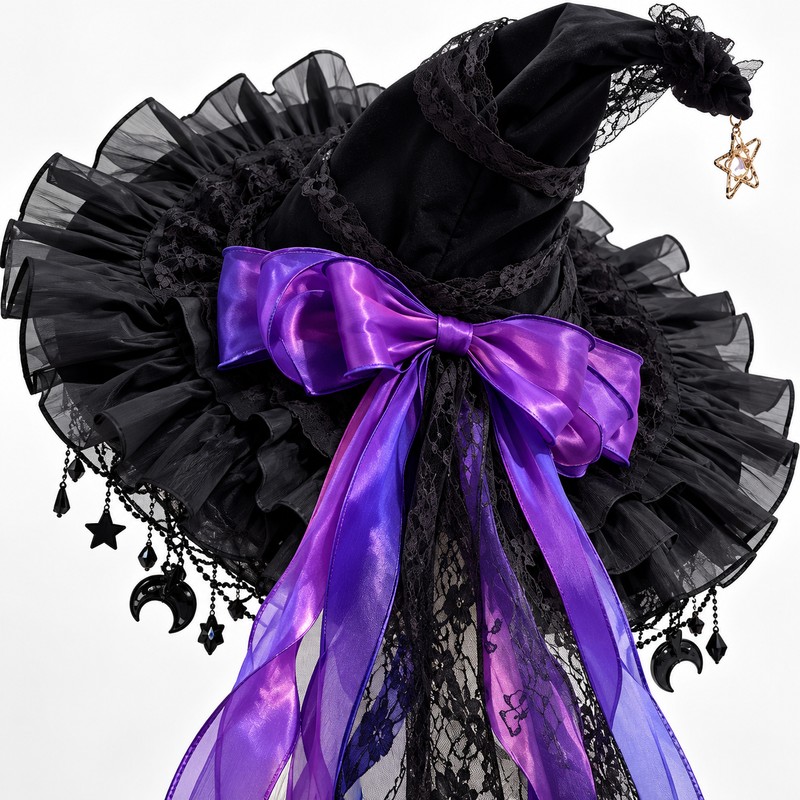 Lace Velvet Witch Hat for Halloween Costumes – Gothic Moon