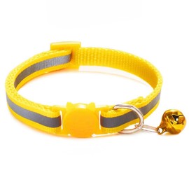 CVNRCLP Set of 3 Adjustable Reflective Cat Collars - Enhanced Safety with Quick Release Buckle & Bell - Bright Yellow