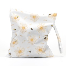 Wet Bag Waterproof Reusable Wet Dry Bag for Beach, Travel, Pool, Gym Bag for Swimsuits, Wet Clothes, Cloth Diapers, Washable Wet Bags for Baby, Blue Floral Prints Vintage Floral Decor Flower Botanical