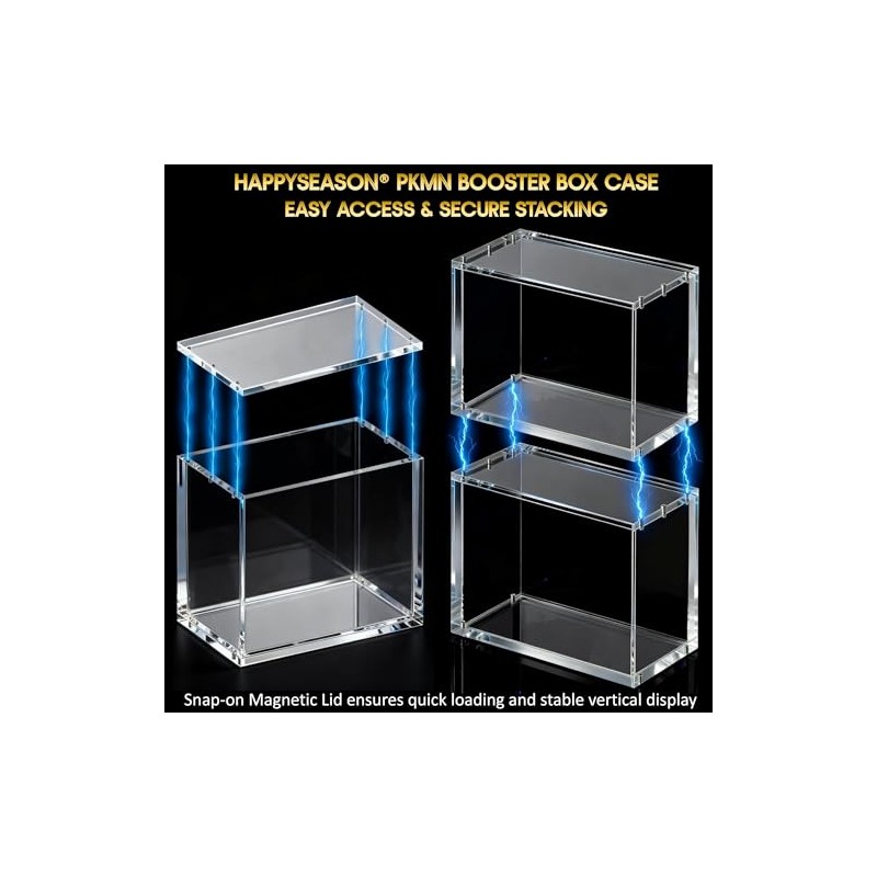 Happyseason Booster Box Acrylic Case, Magnetic Stacking Design, Rounded Edges,