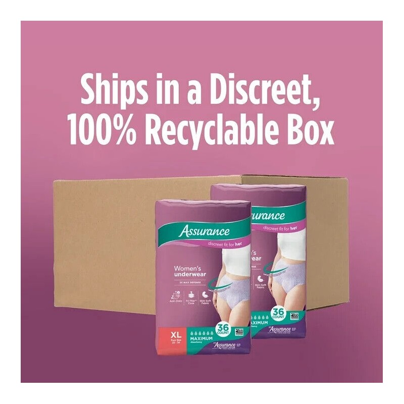 Assurance Women's Incontinence Underwear, XL , Maximum Absorbency (72 Count)